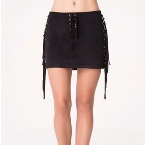 Bebe Faux Suede Mini Skirt